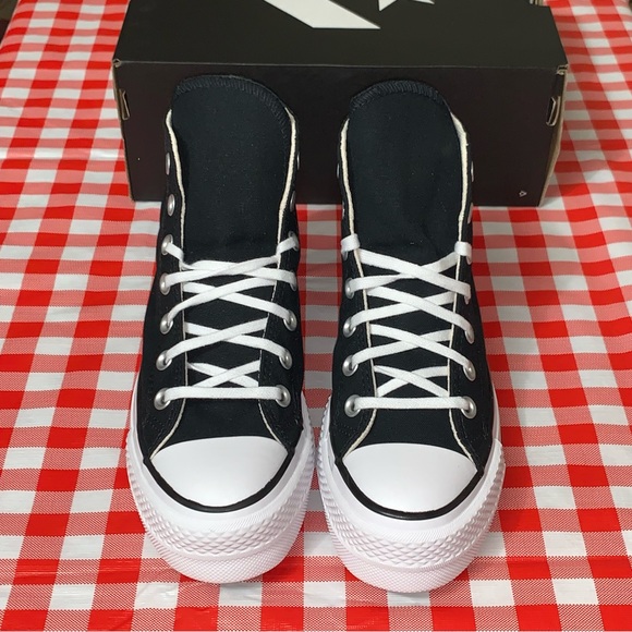 Women CONVERSE Chuck Taylor All Star  CTAS LIFT HI BLACK WHITE 560845F Size 6 - Picture 4 of 16